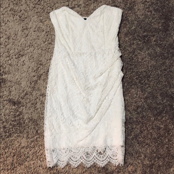 White Strapless Lace Dress - Picture 2 of 2